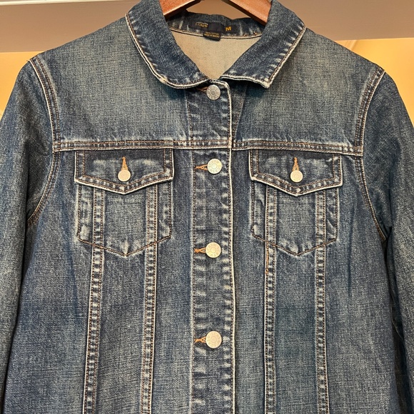 EUC Women's J.Crew Classic Denim Jean Trucker Jacket in Navy Blue Size MEDIUM - Picture 4 of 4